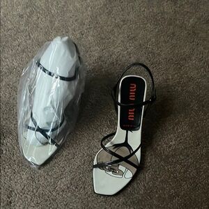 Miu Miu Black Strappy flower heels